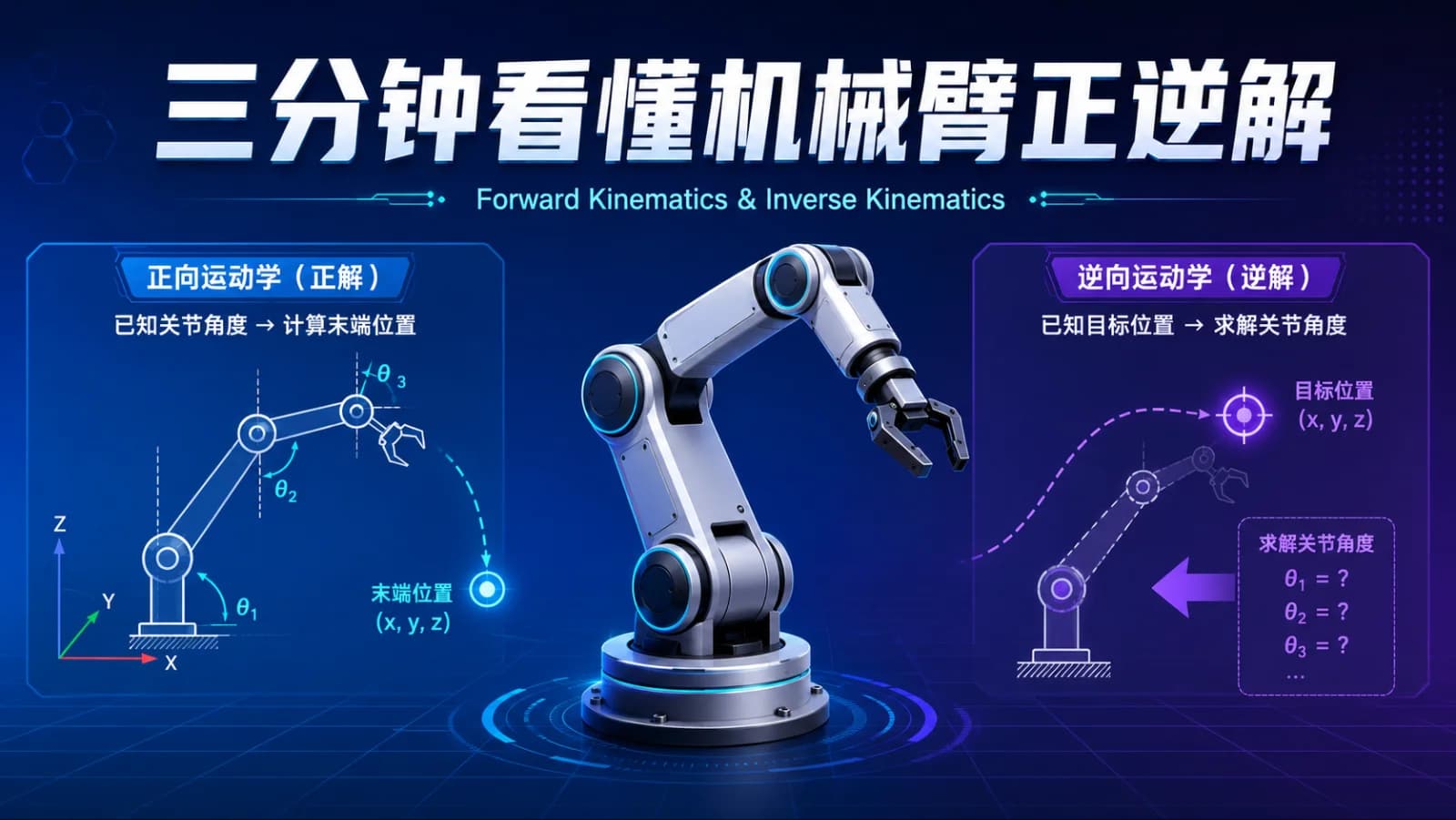 三分钟看懂机械臂正逆解:机器人是怎么知道“手”该往哪动的?